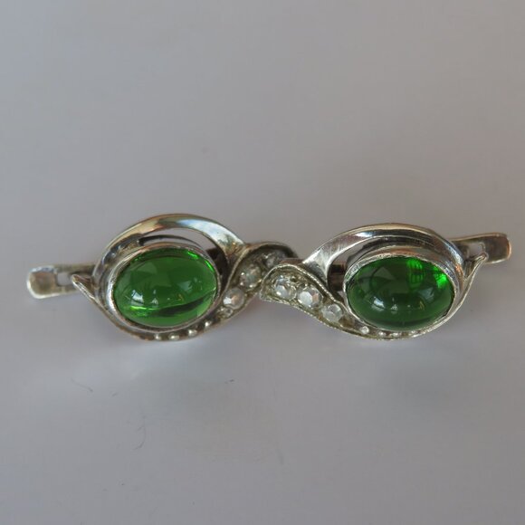 NATURAL Chrome Diopside Sterling Silver Curved Leaves Design Earrings - Picture 9 of 15